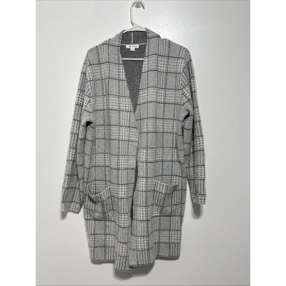 Passports Women's White & Gray Open Front Cardigan Sweater Size XL Cozy Soft - Picture 1 of 12